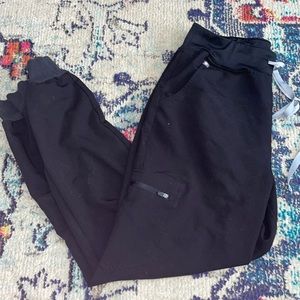 Black FIGS jogger scrub pants
